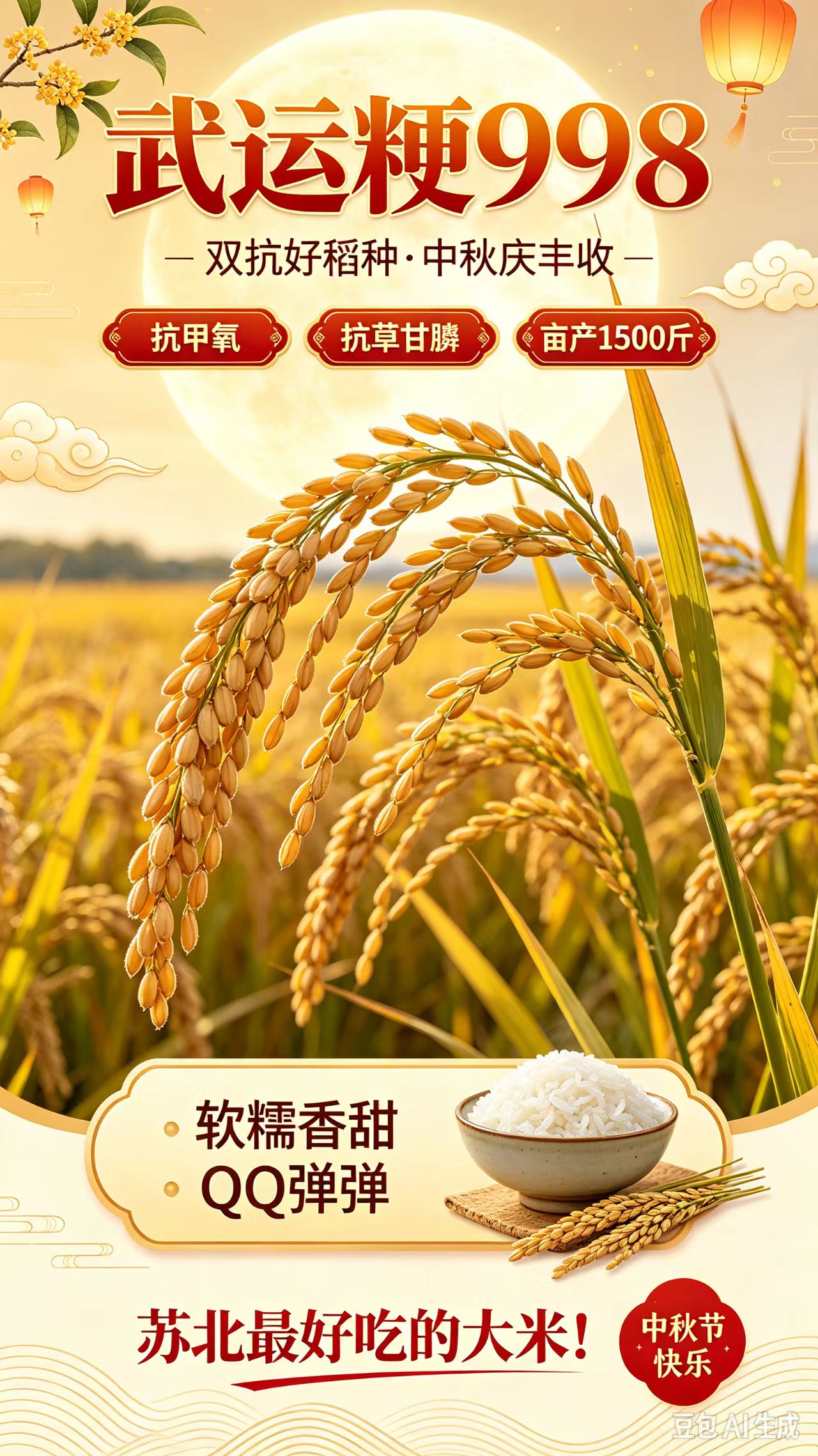 武运粳998稻种每袋30斤5.5元每斤